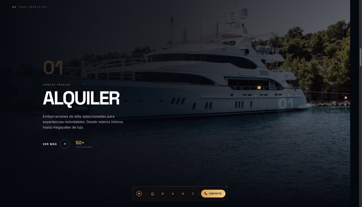 Cien Mares — Hero visual with nautical branding