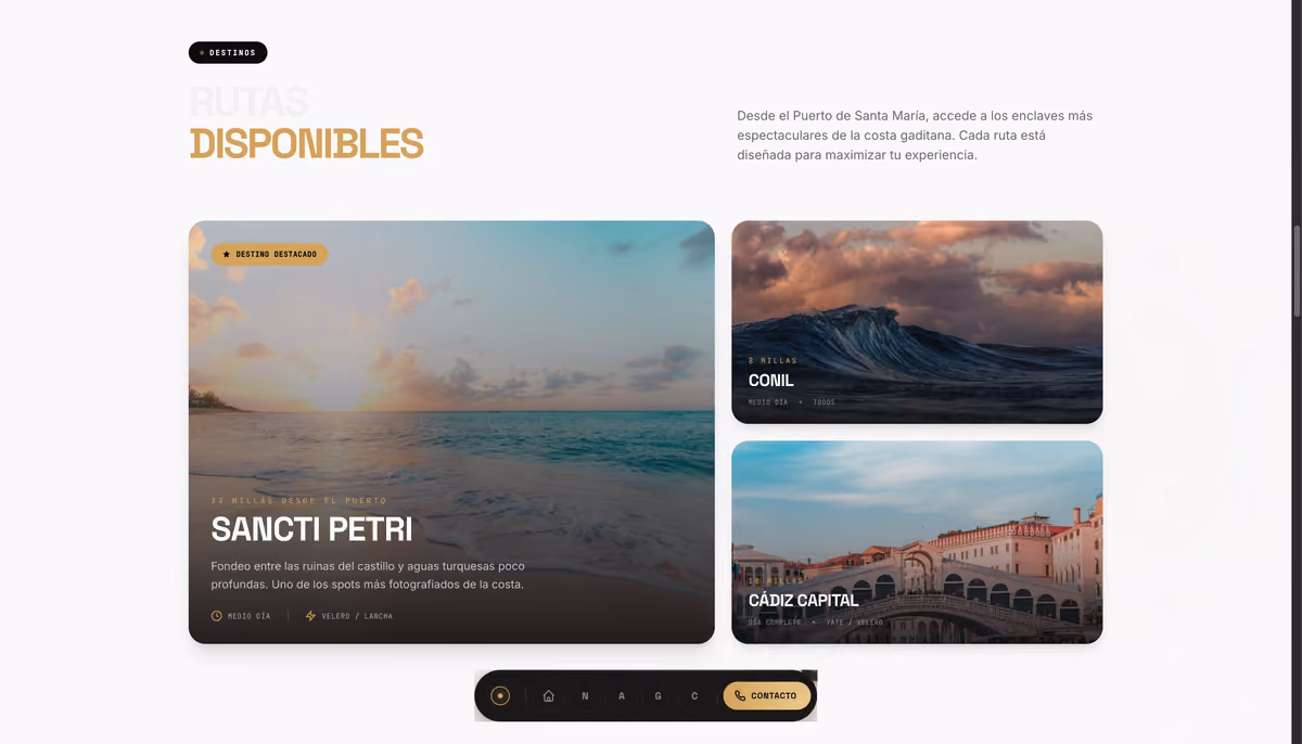 Cien Mares — Booking flow and CTA section