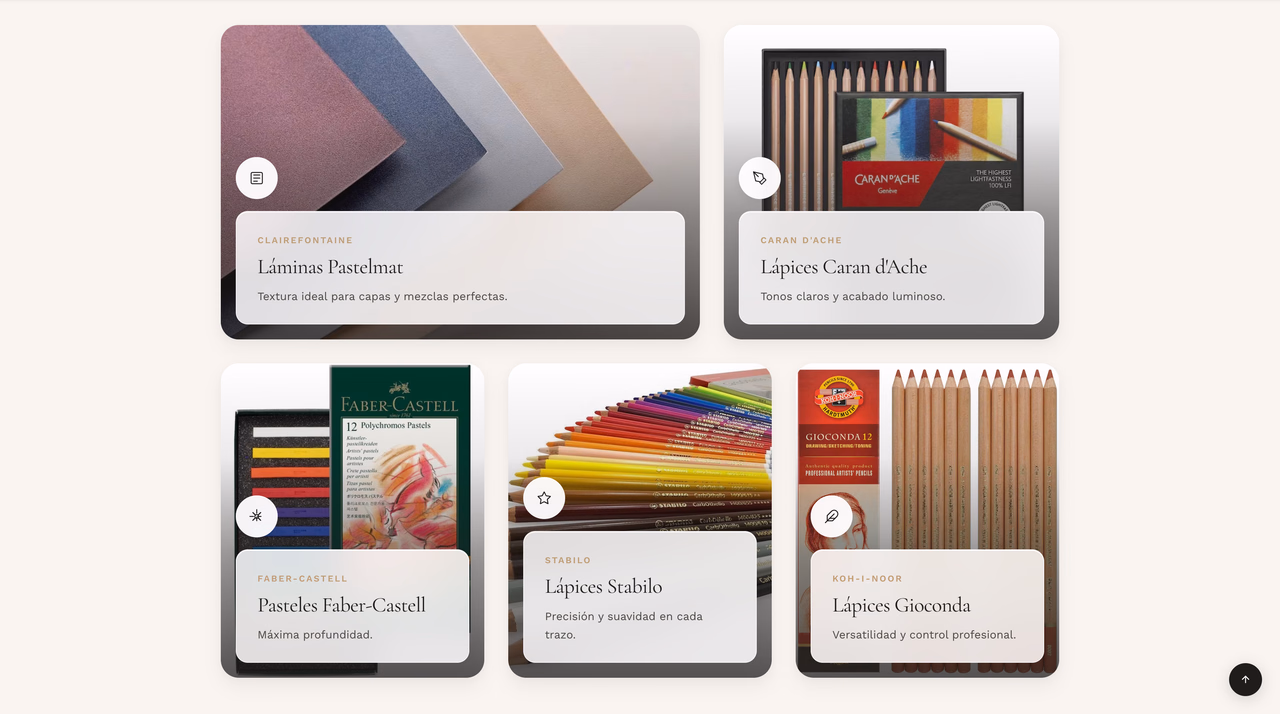 Materials section listing Pastelmat paper, Caran d'Ache, Faber-Castell and Stabilo pencils