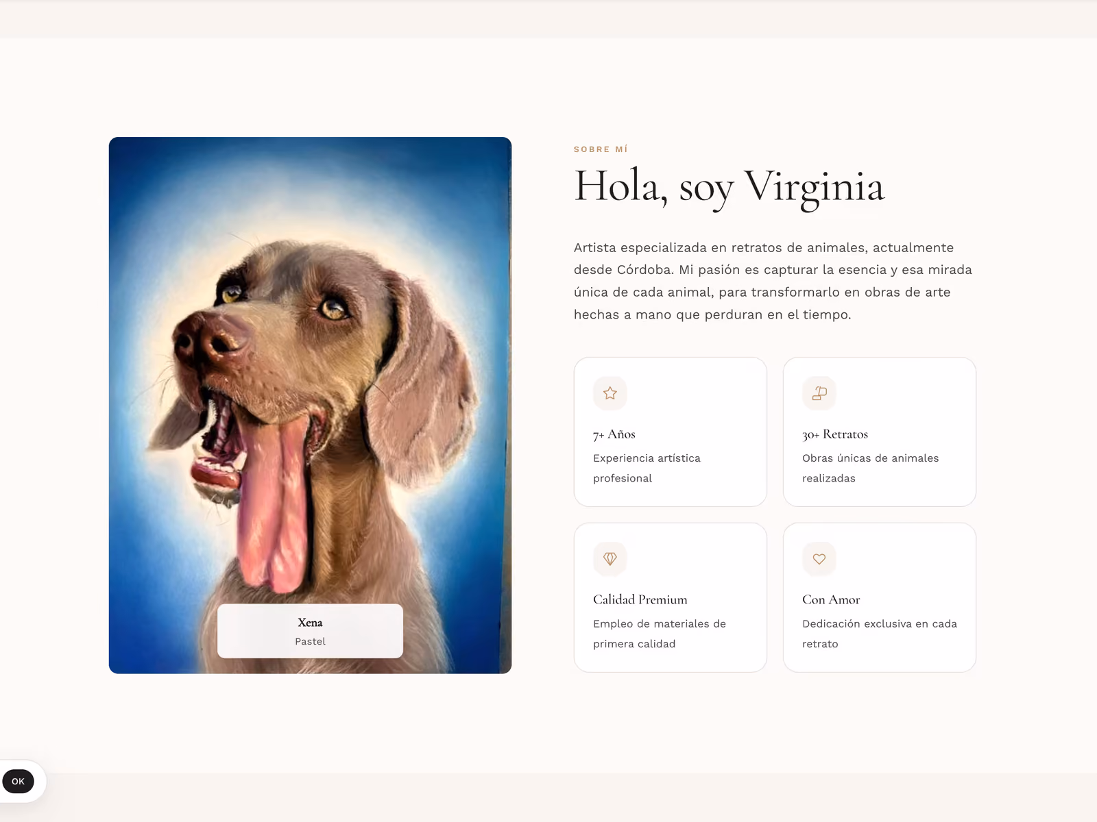 Wanda Animalart — Hero with handcrafted pet portrait showcase